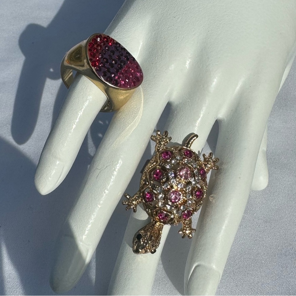 Cute Turtle Rhinestone Ring Set - Picture 3 of 6